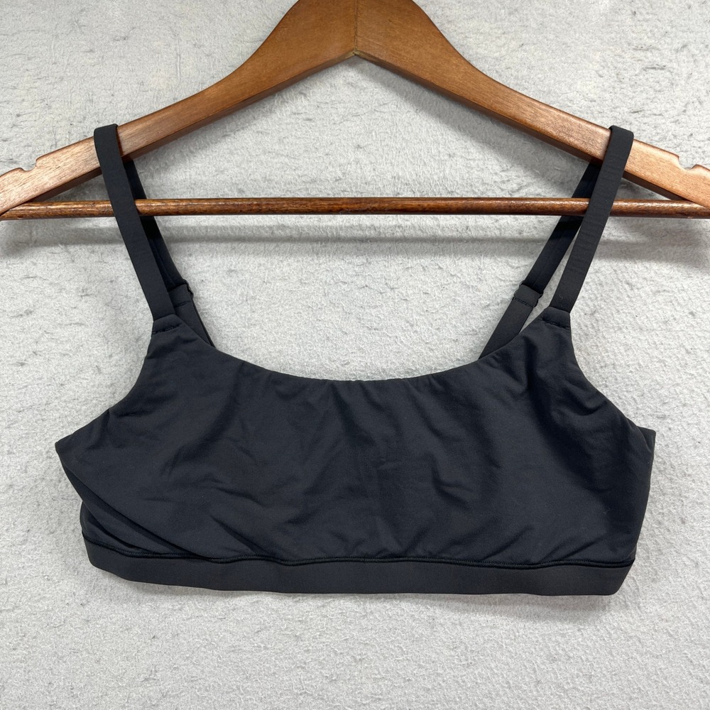 SKIMS Fits Everybody Scoop Neck Bra Womens L Onyx Black Minimalist Athleisure